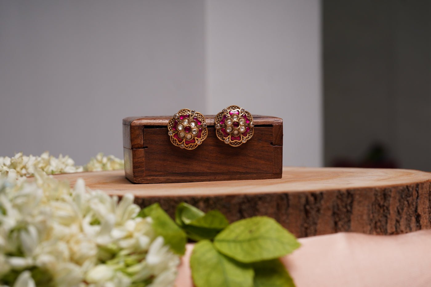 Ruby Kundan Studs