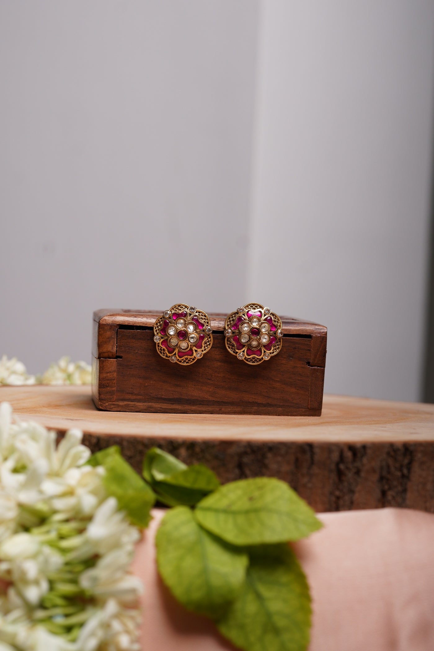 Ruby Kundan Studs