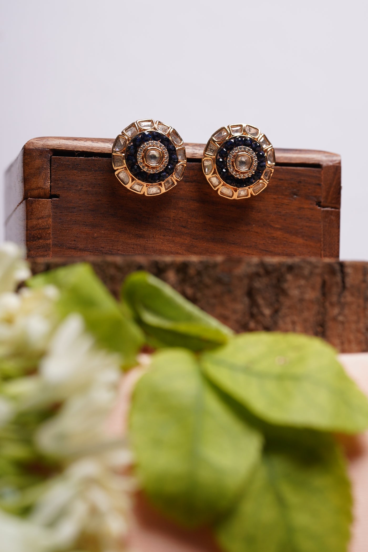 Polki Studs Blue