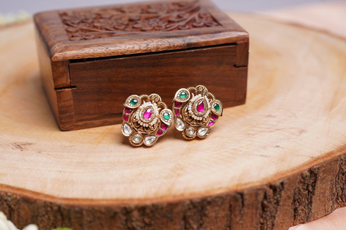 Pankhuri Polki Studs RBGR