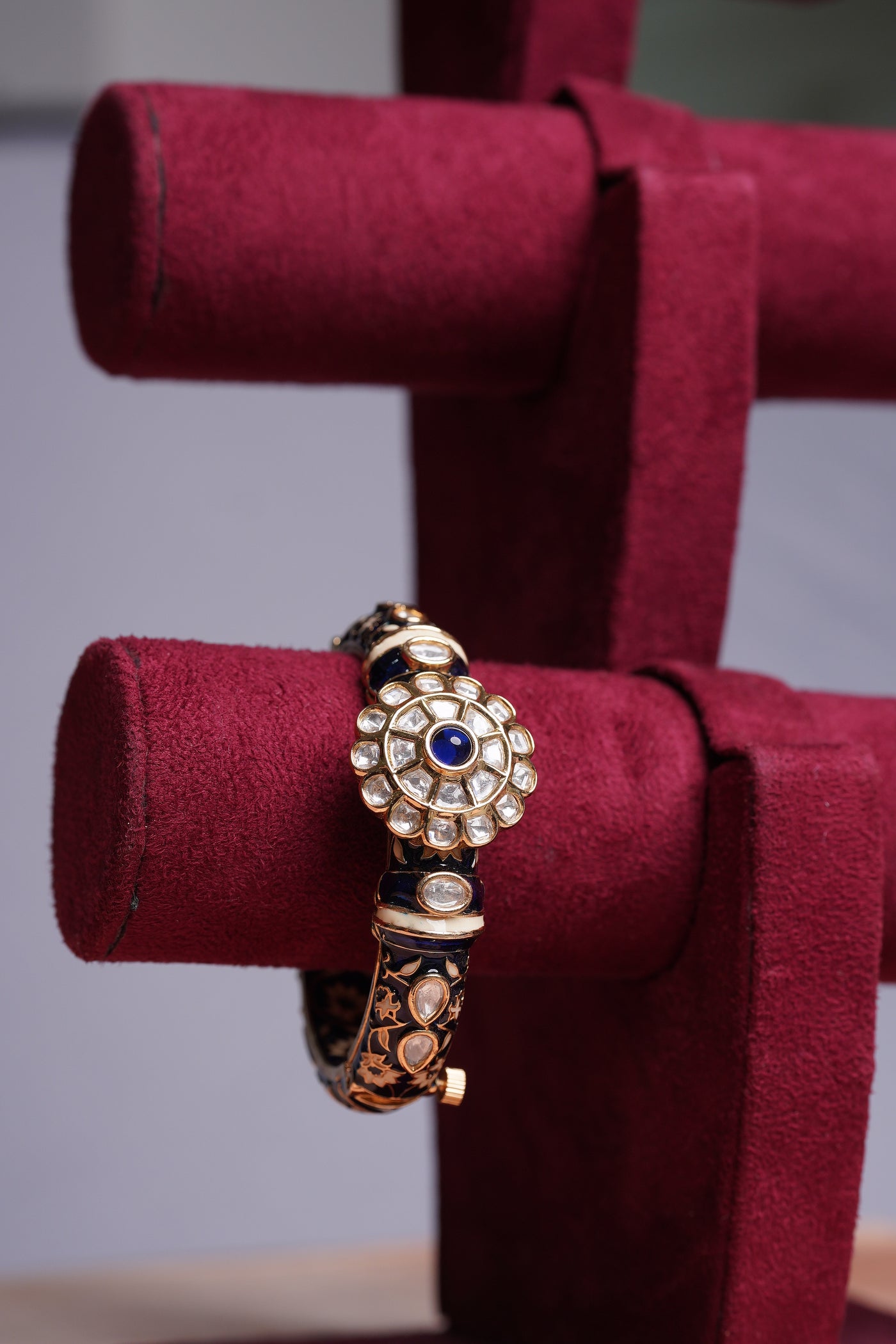 Blue Meenakari Polki Kada