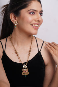 Floral Polki Pendant Set