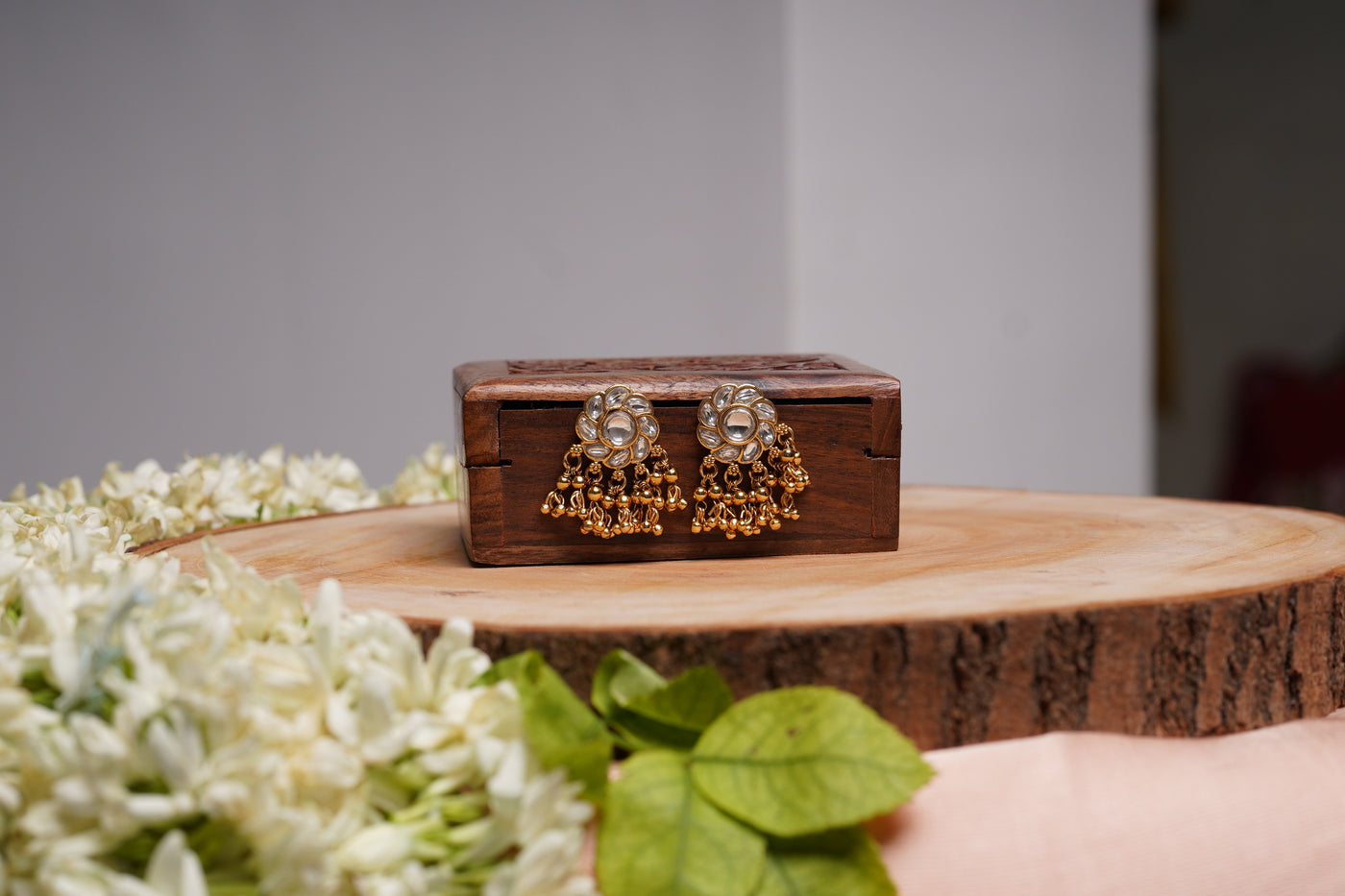 Ruby Blossom Jhumka Studs