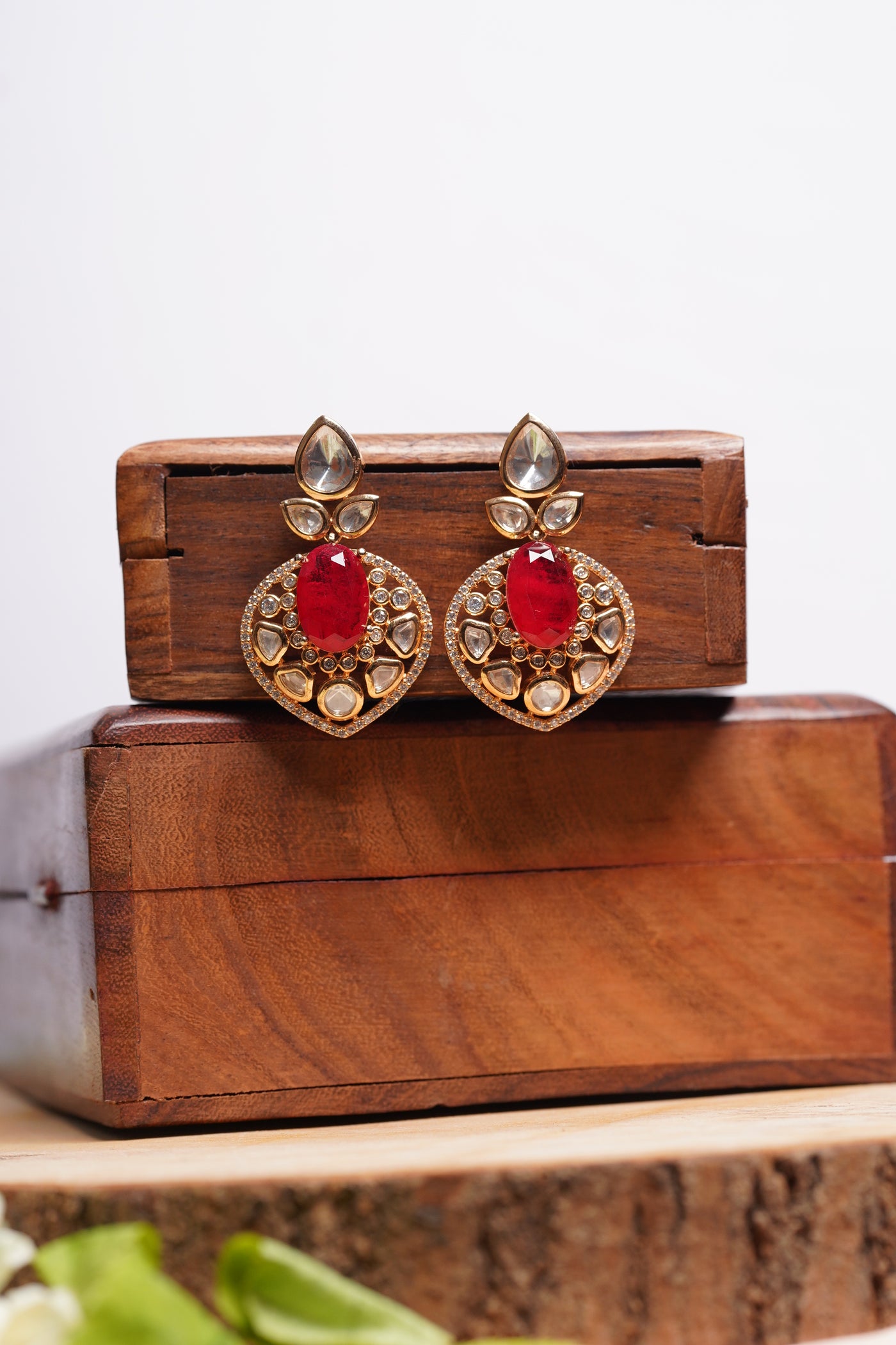 Ruby Kundan Studs