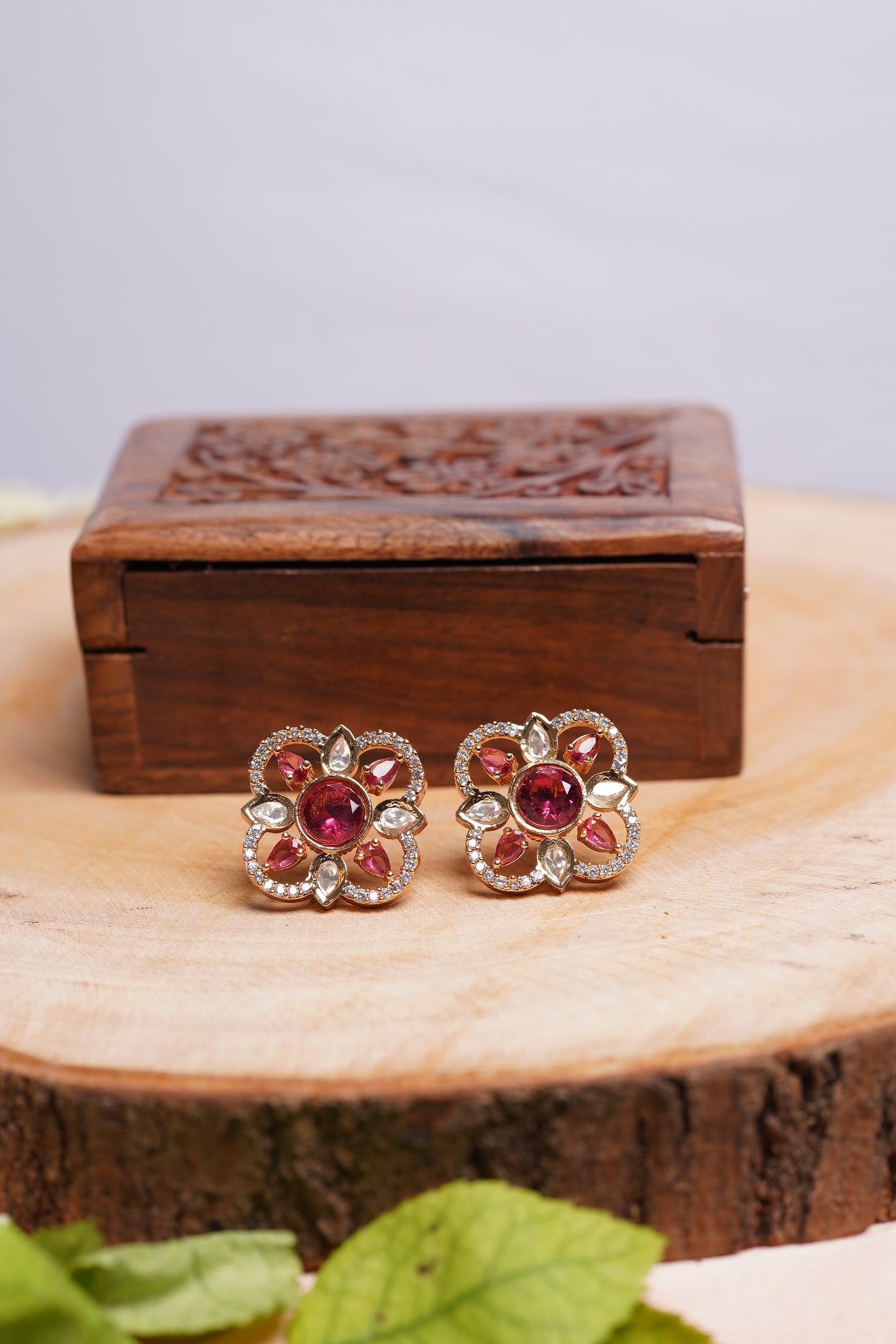 Ruby Kundan Studs