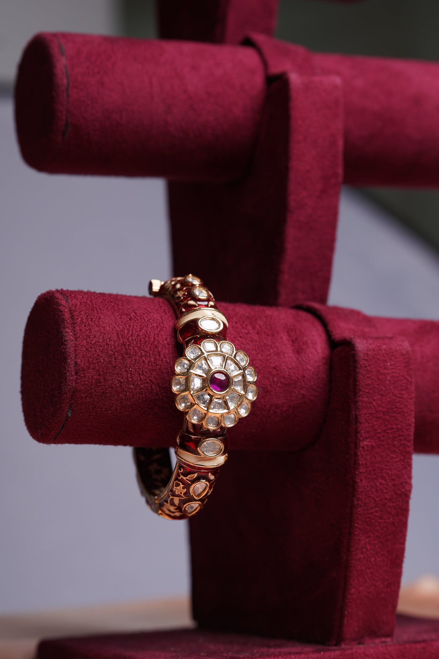 Red Meenakari  Polki Kada