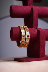 Gold Plated bangles with Ruby Green Stone