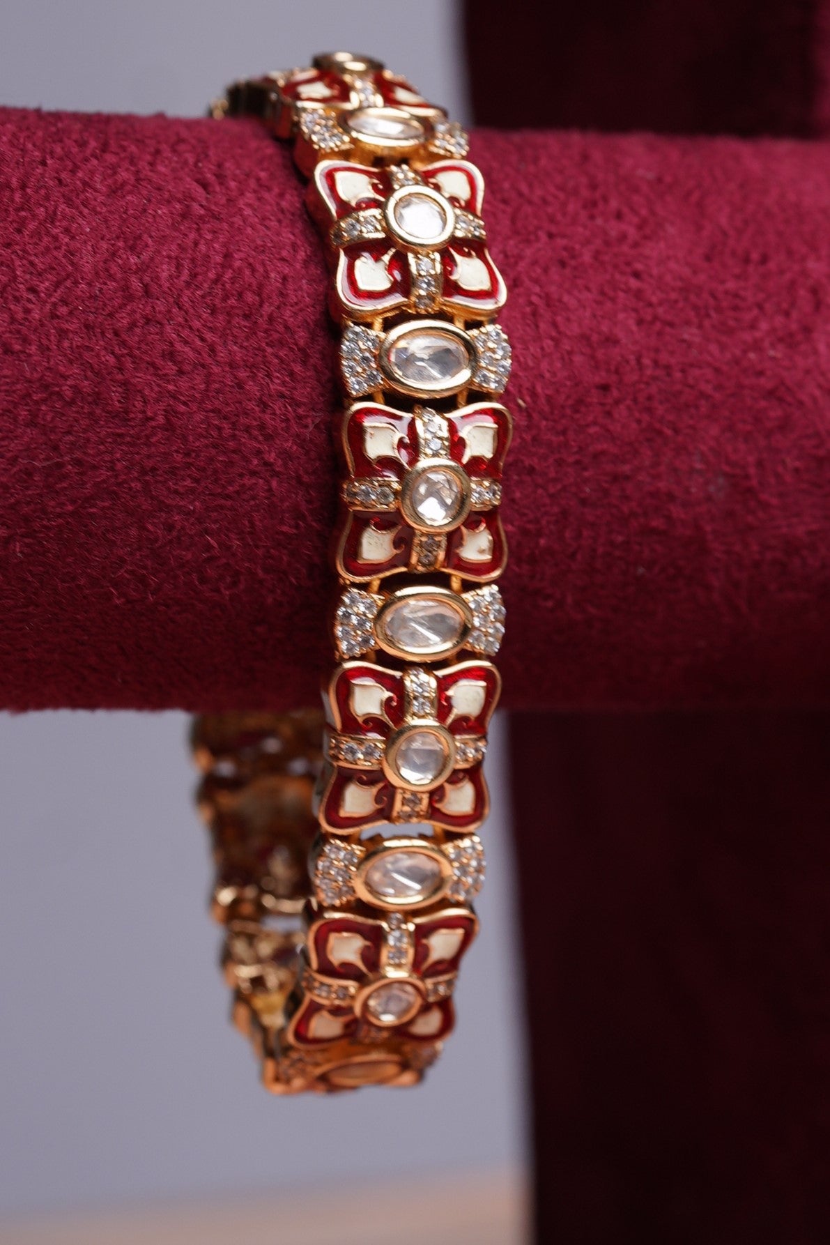 Red Meenakari Kundan Bracelet