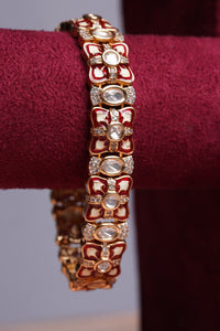 Red Meenakari Kundan Bracelet